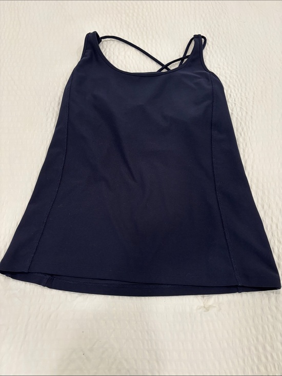 The Limited Tops - Pilates Women’s Navy Strappy Active Tank Top with built-in bra‎ women’s small
